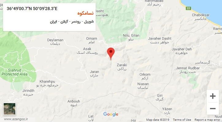 روستای نسامکوه بر روی نقشه