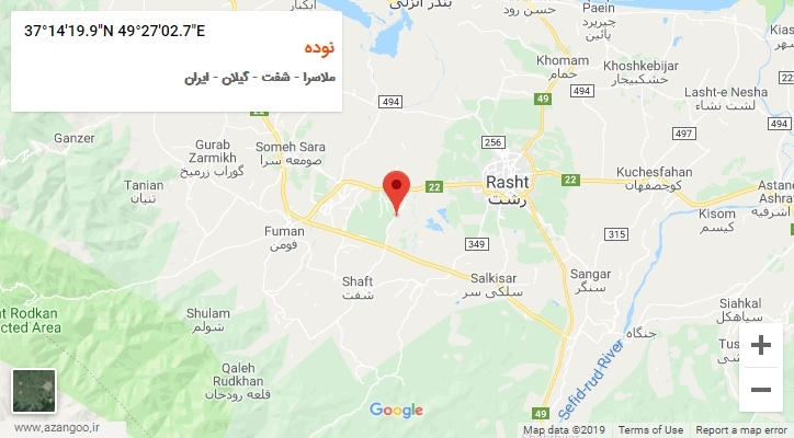 روستای نوده بر روی نقشه