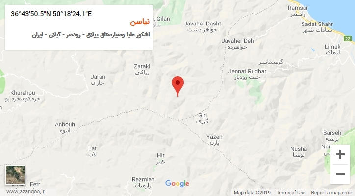 روستای نیاسن بر روی نقشه