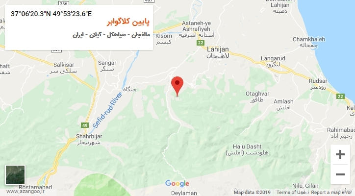 روستای پایین کلاگوابر بر روی نقشه