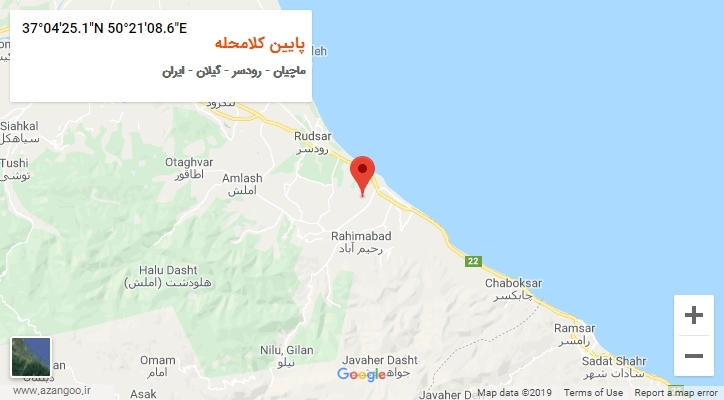 روستای پایین کلامحله بر روی نقشه