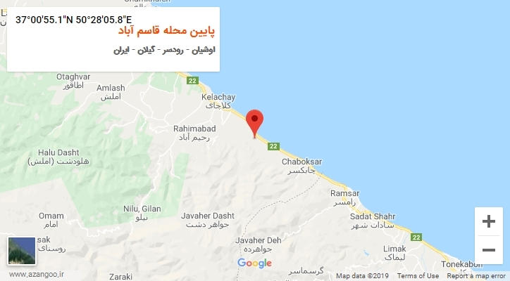 روستای پایین محله قاسم آباد بر روی نقشه