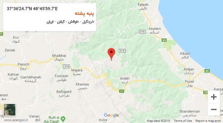 روستای پنبه پشته بر روی نقشه