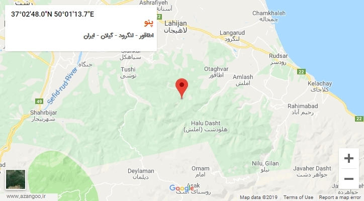 روستای پنو بر روی نقشه
