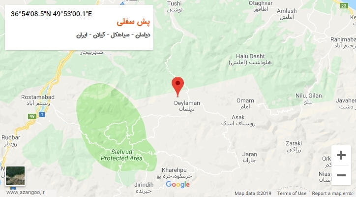 روستای پش سفلی بر روی نقشه