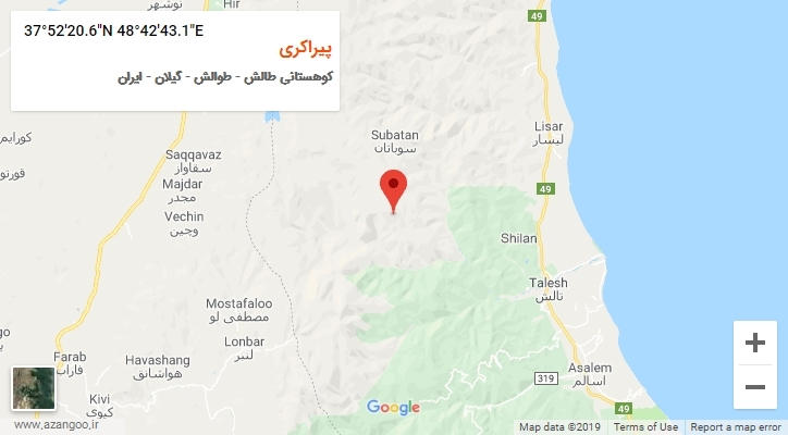 روستای پیراکری بر روی نقشه