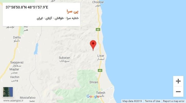 روستای پی سرا بر روی نقشه