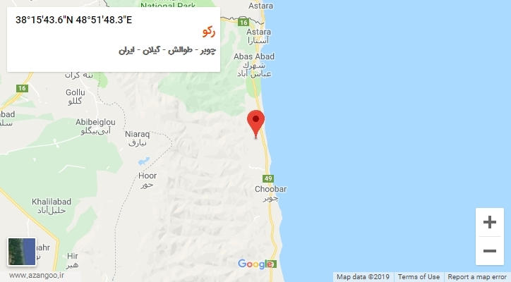 روستای رکو بر روی نقشه