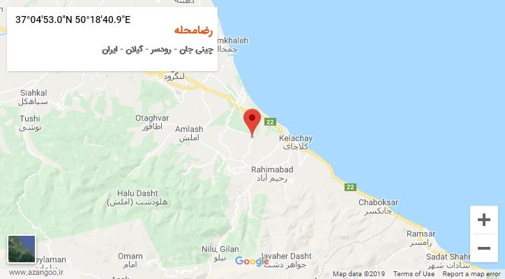 روستای رضامحله بر روی نقشه