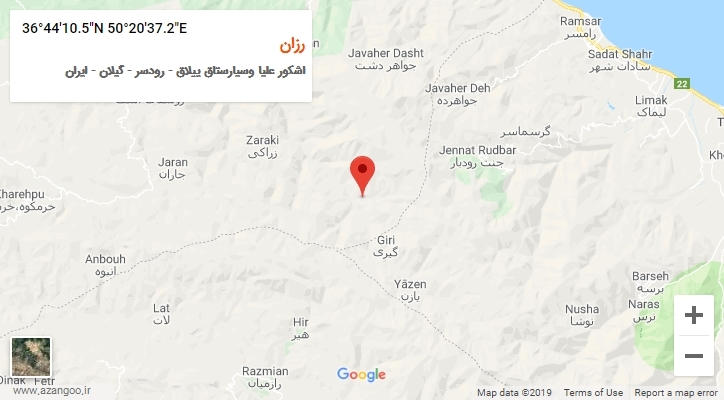 روستای رزان بر روی نقشه