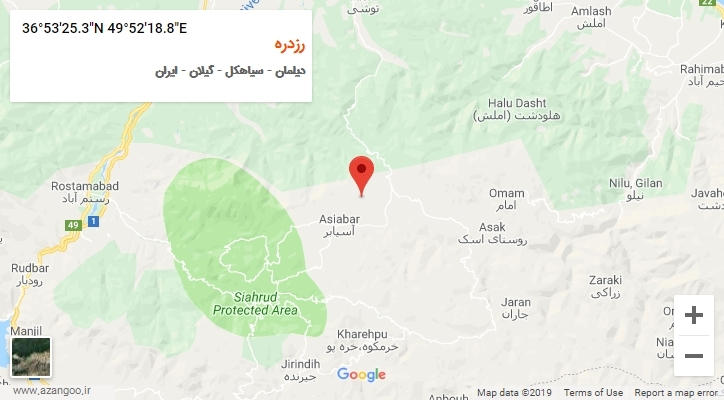 روستای رزدره بر روی نقشه