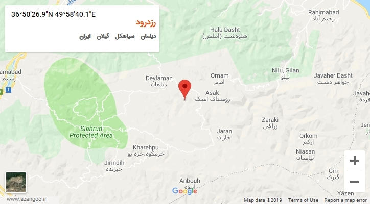 روستای رزدرود بر روی نقشه