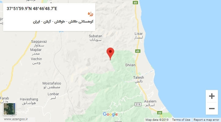 روستای رزه بر روی نقشه