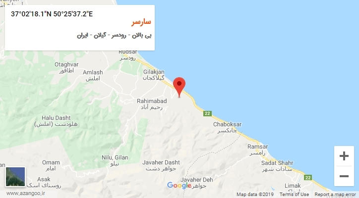 روستای سارسر بر روی نقشه