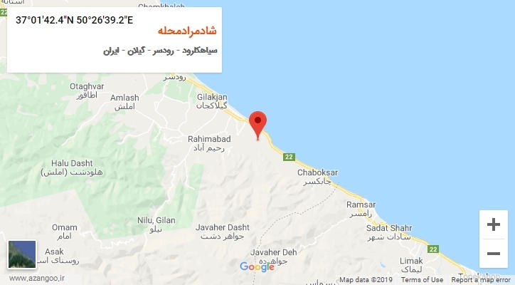 روستای شادمرادمحله بر روی نقشه