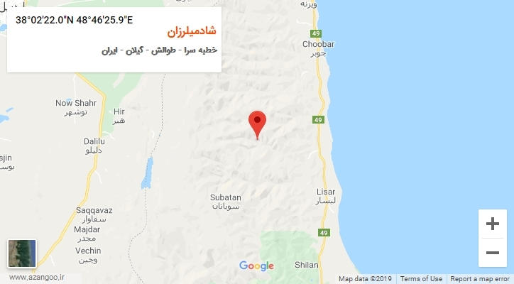 روستای شادمیلرزان بر روی نقشه