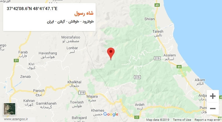 روستای شاه رسول بر روی نقشه