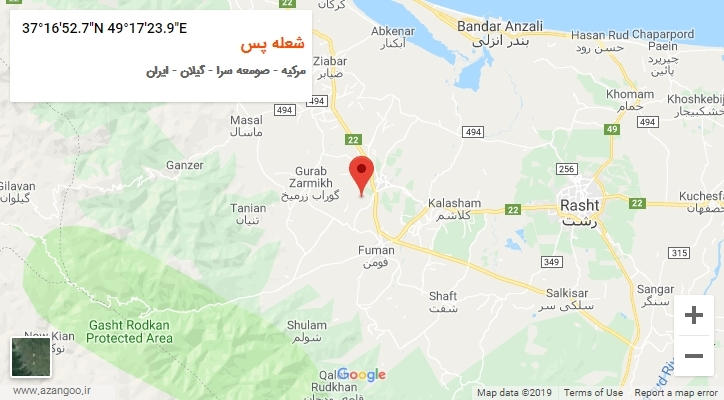 روستای شعله پس بر روی نقشه