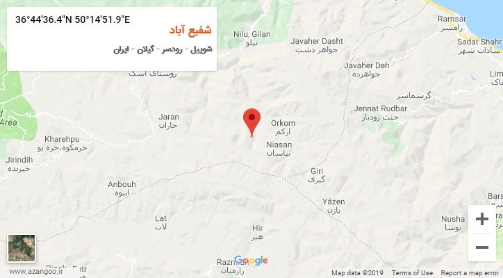 روستای شفیع آباد بر روی نقشه