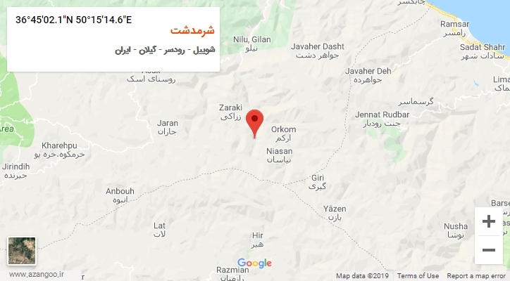 روستای شرمدشت بر روی نقشه