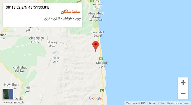 روستای سفیدسنگان بر روی نقشه