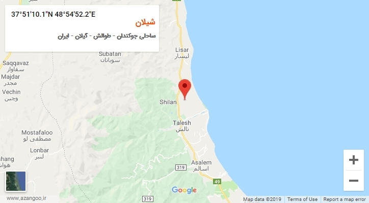 روستای شیلان بر روی نقشه