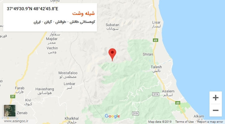 روستای شیله وشت بر روی نقشه