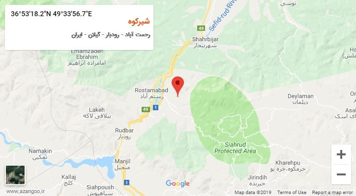 روستای شیرکوه بر روی نقشه