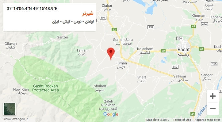 روستای شیرتر بر روی نقشه