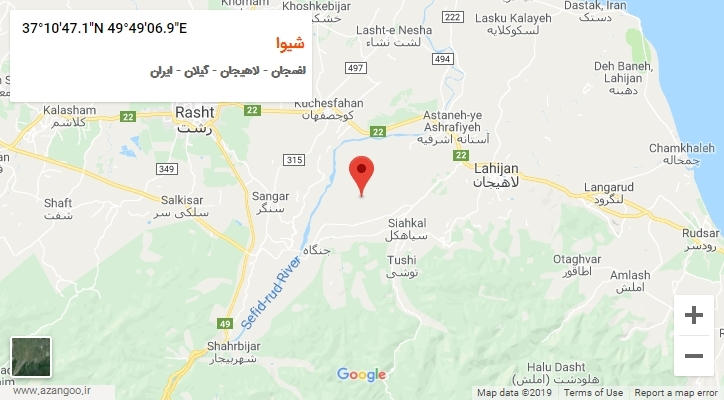 روستای شیوا بر روی نقشه