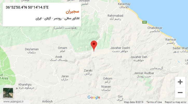 روستای سجیران بر روی نقشه