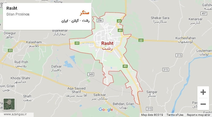دهستان سنگر بر روی نقشه