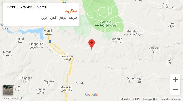 روستای سنگرود بر روی نقشه