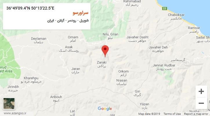 روستای سراورسو بر روی نقشه