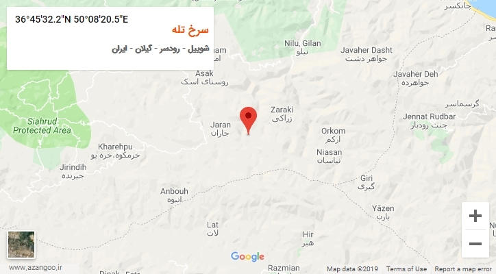 روستای سرخ تله بر روی نقشه