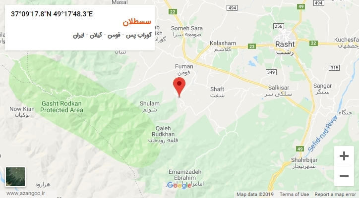 روستای سسطلان بر روی نقشه