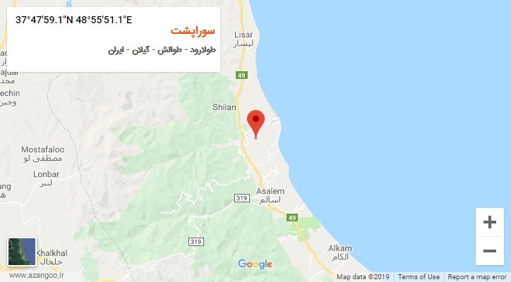 روستای سوراپشت بر روی نقشه