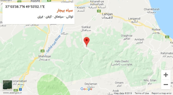 روستای سیاه بیجار بر روی نقشه