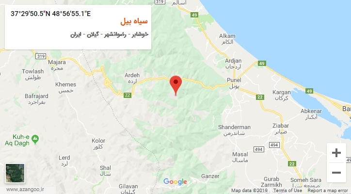 روستای سیاه بیل بر روی نقشه