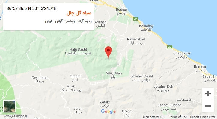روستای سیاه گل چال بر روی نقشه