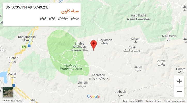 روستای سیاه کاربن بر روی نقشه