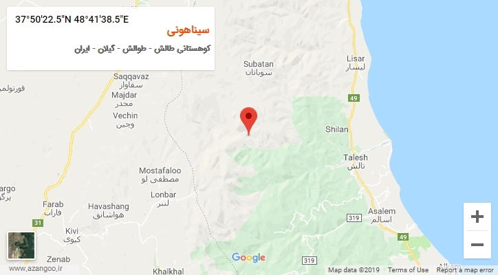روستای سیناهونی بر روی نقشه