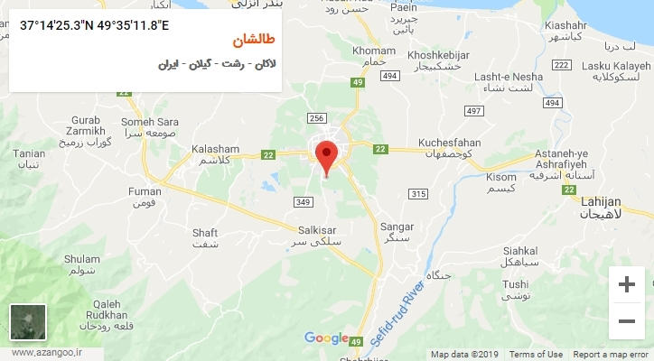 روستای طالشان بر روی نقشه
