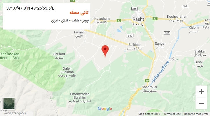 روستای تانی محله بر روی نقشه