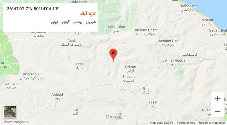 روستای تازه آباد بر روی نقشه