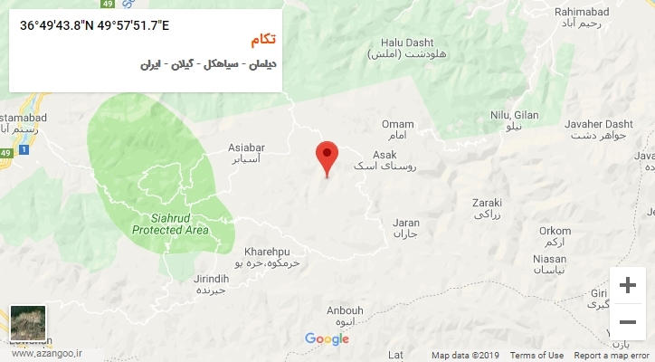 روستای تکام بر روی نقشه