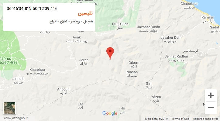 روستای تلیسین بر روی نقشه