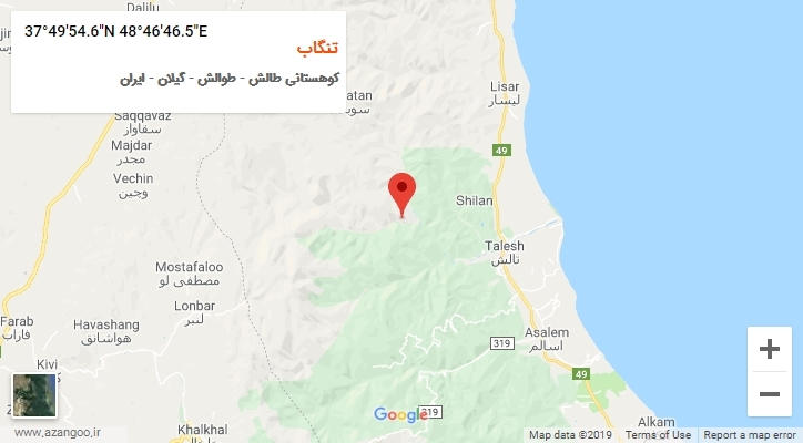 روستای تنگاب بر روی نقشه