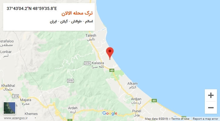 روستای ترک محله الالان بر روی نقشه