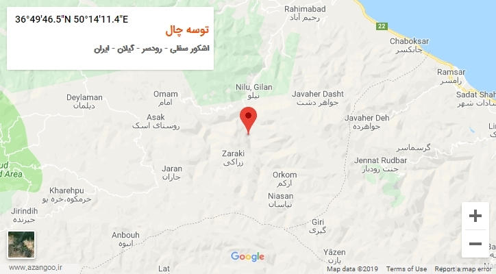 روستای توسه چال بر روی نقشه